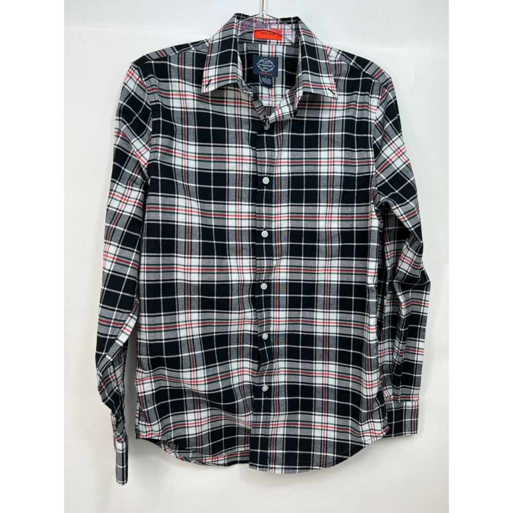 St. John's Bay Navy Plaid Long Sleeve Button Down Shirt Mens Size S